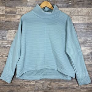 Stylus Aqua Tourmaline Blue Mock Neck Soft Ribbed Pullover Sweatshirt Womens XXL